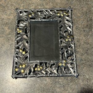 Ornate Metal Flower Picture Frame - Silver with Gold Accents